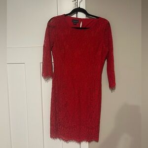 Covington Red Lace Long Sleeve Dress